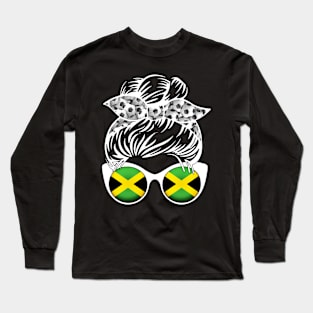 Jamaica Football Messy Bun Long Sleeve T-Shirt